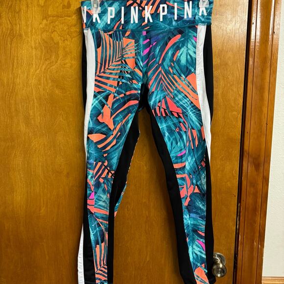 PINK leggings size Large 80’s island print - Picture 1 of 6